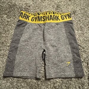 Gymshark Gray Bike Shorts with Yellow Waistband